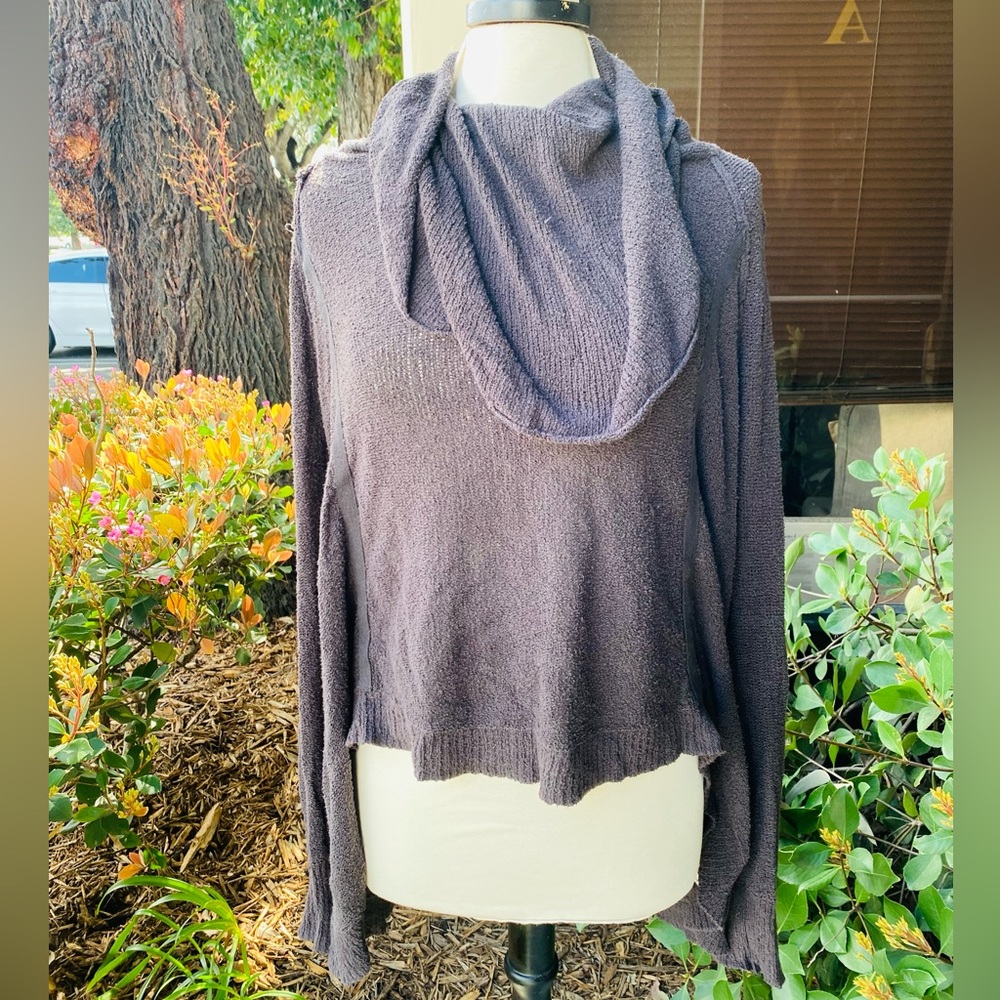 Cowl neck, faded black, long sleeve know sweater. Fits size S/M